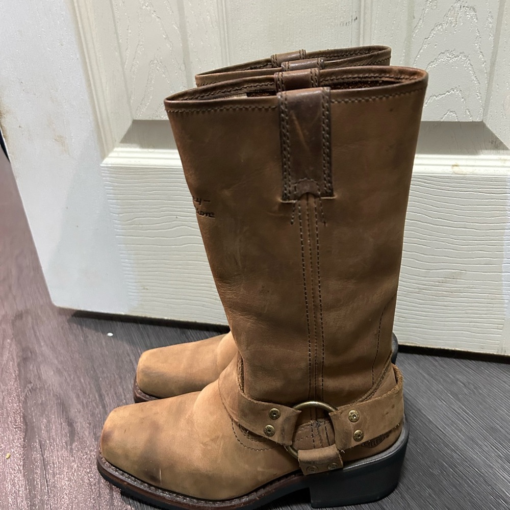 Harley-Davidson Brown Moto Boots with Harness Detail